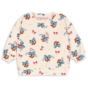 NWT Konges Sløjd Itty Sweatshirt Amarena cherry print girls size 3Y Slojd 3 bow